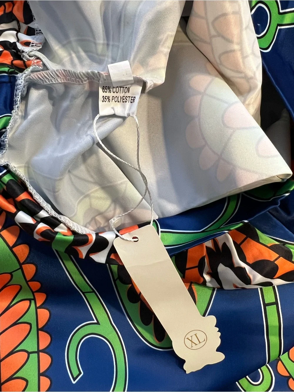 Afibi Navy Blue Orange & Green Patterned Skirt, size XL - Picture 9 of 11